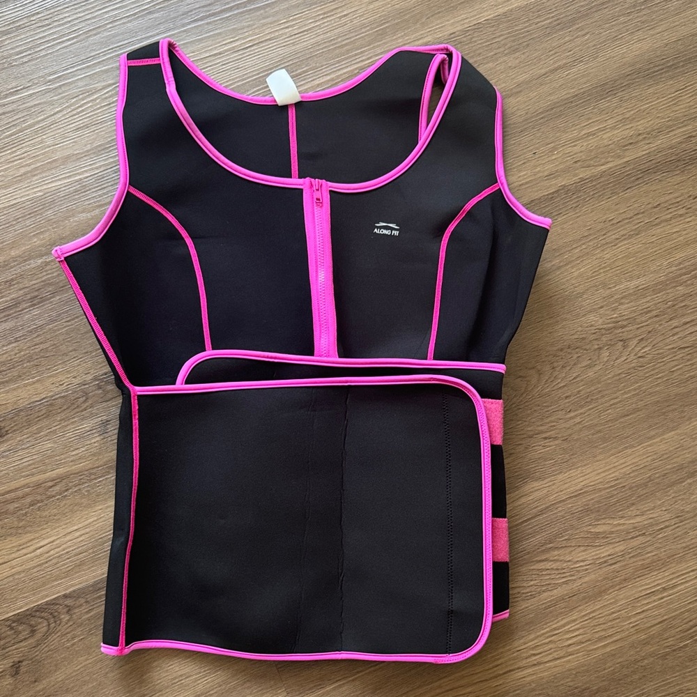 NWT Women’s Black and Pink Sweat Vest with Waist Trainer